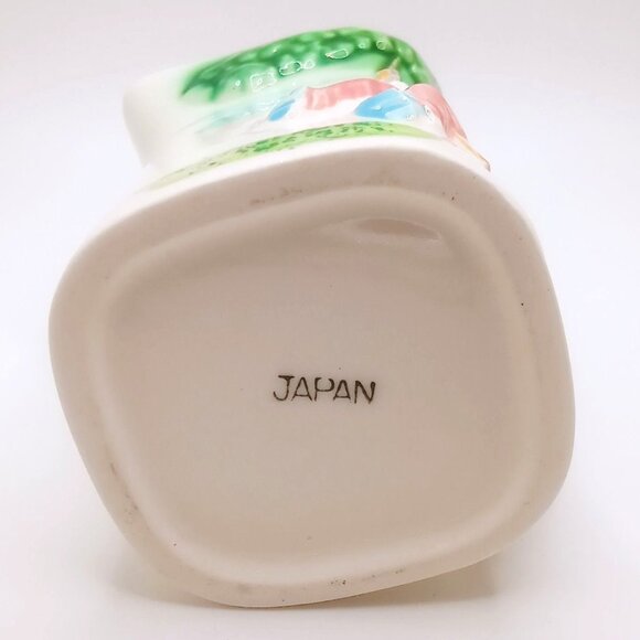 Vintage Ceramic Creamer Pitcher Girl Swing Design 3.5" Tall Tree Branch Handle - Picture 6 of 8